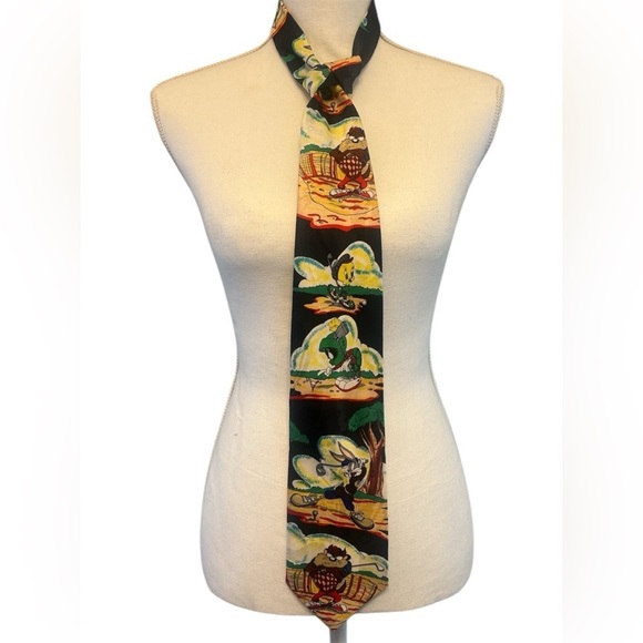 Warner Bros. Other - Vintage Looney Toons Tasmanian Devil Bugs Golf Tie 1994 Navy